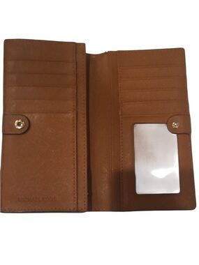 Michael Kors Cognac Leather Long Wallet with ID Window